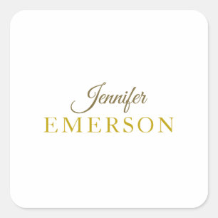 Gold colour professional minimalist modern plain  square sticker