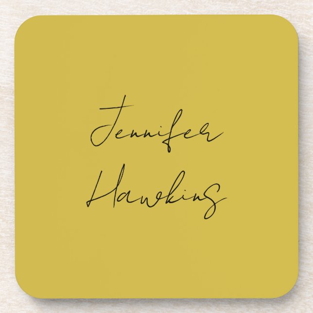 Gold colour professional plain handwriting coaster (Front)