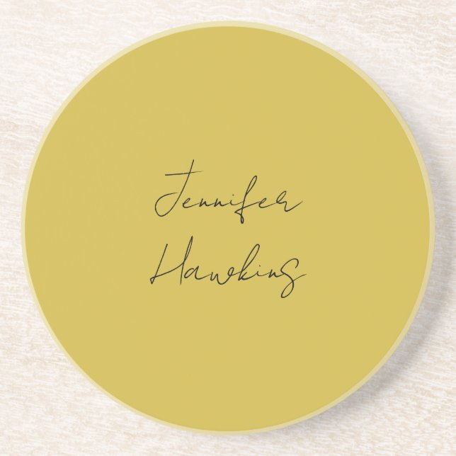 Gold colour professional plain handwriting coaster (Front)