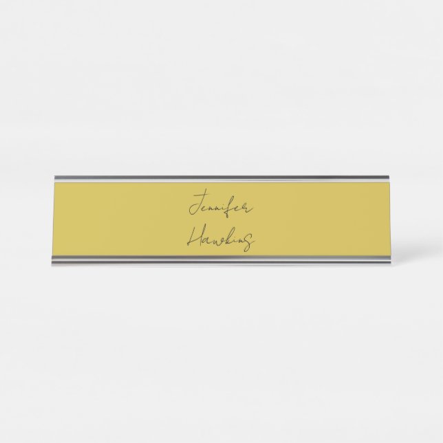 Gold colour professional plain handwriting desk name plate (Front)