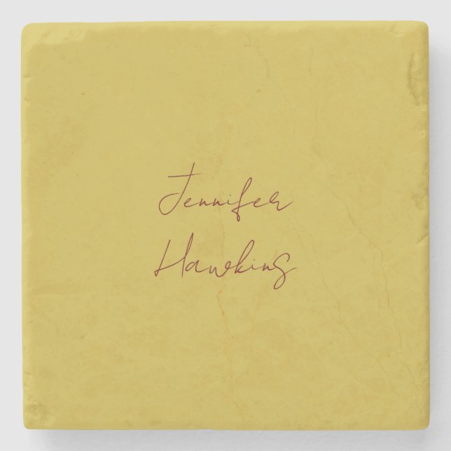 Gold colour professional plain handwriting stone coaster (Front)