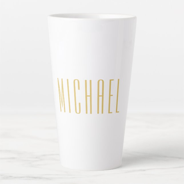 Gold Colour Professional Trendy Minimalist Name Latte Mug (Front)