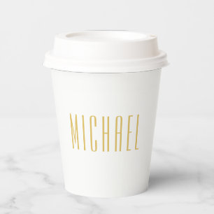 Gold Colour Professional Trendy Minimalist Name Paper Cups