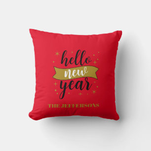 Gold Colour Red Happy New Year Merry Christmas Cushion