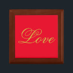 Gold Colour Script Red Love Wedding Calligraphy Gift Box<br><div class="desc">You can easily change the fonts and colours. You can also add your logo and the background image as you like.</div>