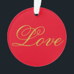 Gold Colour Script Red Love Wedding Calligraphy Ornament<br><div class="desc">You can easily change the fonts and colours. You can also add your logo and the background image as you like.</div>