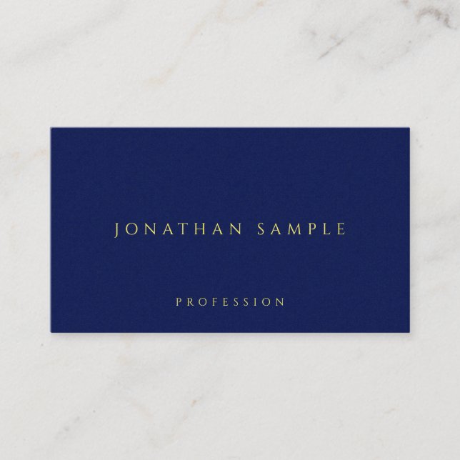 Gold Colour Text Premium Thick Luxury Blue Business Card (Front)