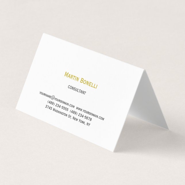 Gold Colour Unique Classical Simple Minimalist Business Card (Front)