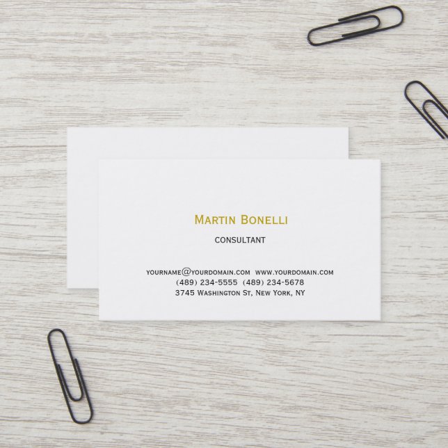 Gold Colour Unique Classical Simple Minimalist Business Card (Front/Back In Situ)