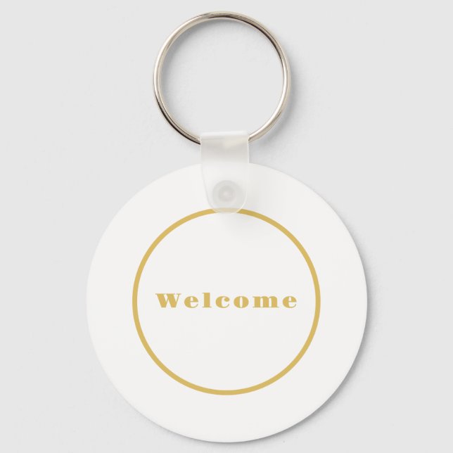 Gold Colour Welcome Party Minimalist Professional  Key Ring (Front)