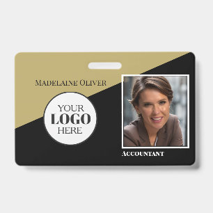 Gold Colour White Employee ID Photo Logo Badge