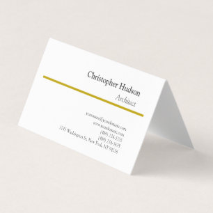 Gold Colour White Minimalist Simple Plain  Business Card