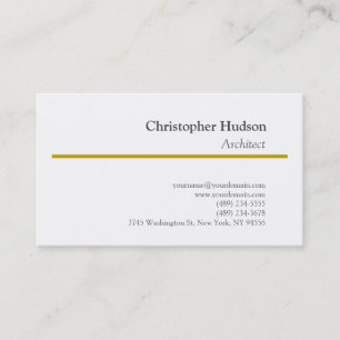 Gold Colour White Minimalist Simple Plain  Business Card