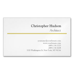 Gold Colour White Minimalist Simple Plain  Magnetic Business Card
