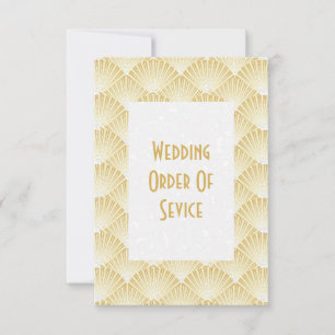 Gold Coloured Art Deco Design Wedding Program Invitation