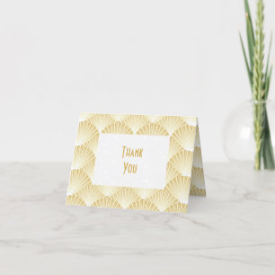 Gold Coloured Art Deco Design Wedding Thank You Card