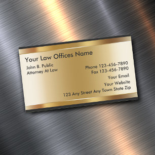 Gold Coloured Background Attorney Magnetic Business Card