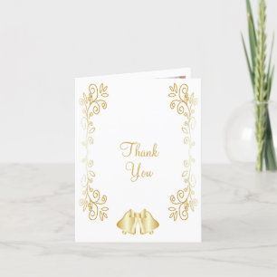 Gold Coloured Bells Design Wedding Thank You Card