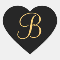 Gold-coloured initial B on black monogram sticker