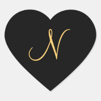 Gold-coloured initial N on black monogram sticker