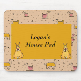 Gold Coloured Mouse Pad with Comical Dogs