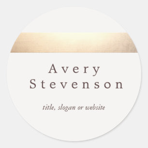 Gold Coloured Striped Modern White Cream Classic Round Sticker