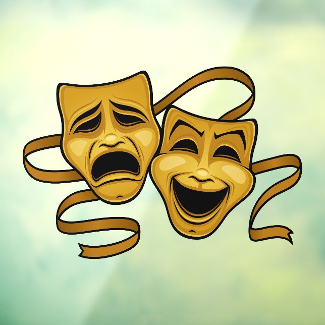 Gold Comedy And Tragedy Theatre Masks (Sheet 3)