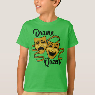 Gold Comedy And Tragedy Theatre Masks Drama Queen T-Shirt