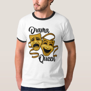 Gold Comedy And Tragedy Theatre Masks Drama Queen T-Shirt