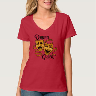 Gold Comedy And Tragedy Theatre Masks Drama Queen T-Shirt