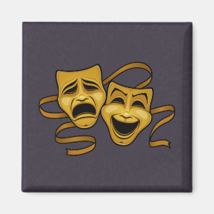 Gold Comedy And Tragedy Theatre Masks Magnet