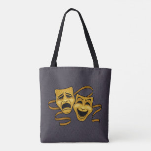 Gold Comedy And Tragedy Theatre Masks Tote Bag