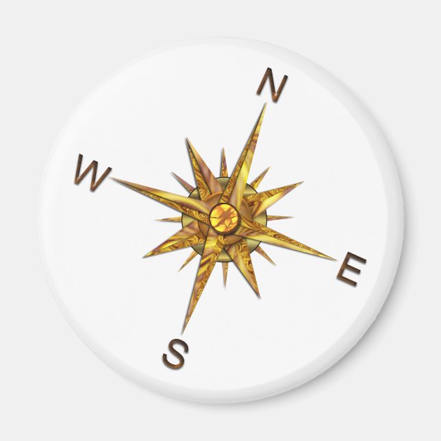 Gold Compass Points Navigation Magnet (Front)