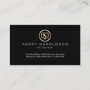 Gold Computer Tools Icon PC Repair Business Card