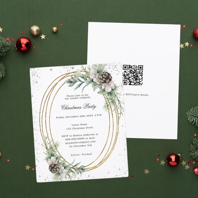 Gold cone QR company Christmas Party invitation (Creator Uploaded)