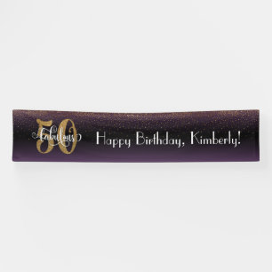 Gold Confetti 50 & Fabulous, Purple Black Ombre Banner