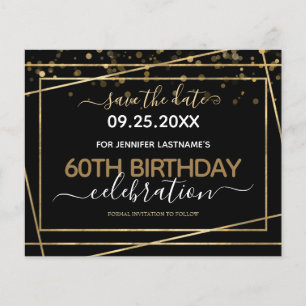 Gold Confetti 60th Birthday Save the Date Flyer
