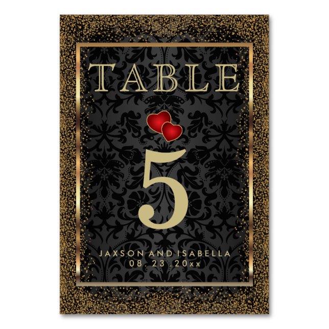 Gold Confetti and Black - Table Card (Back)