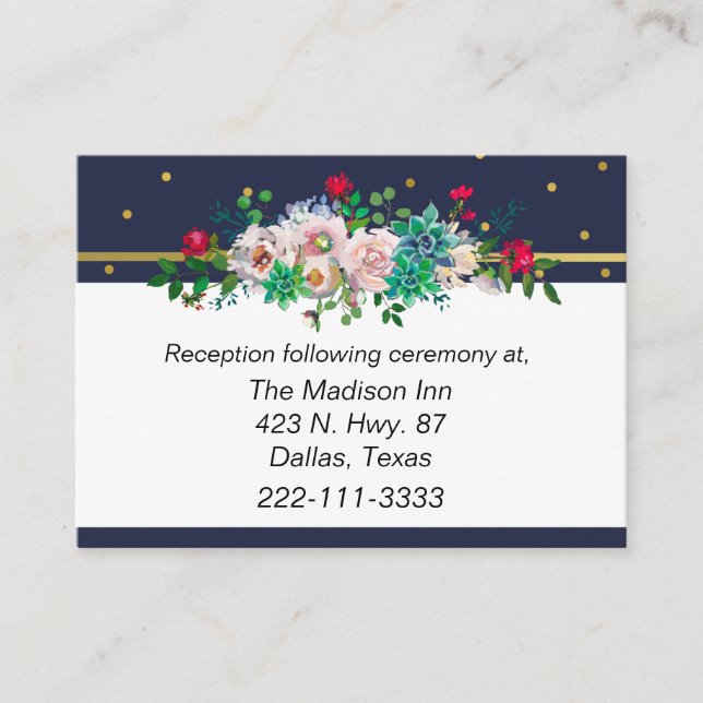 Gold Confetti and Flowers Wedding enclosure cards (Front)