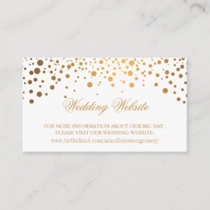 Gold Confetti and White Wedding Website Enclosure Card