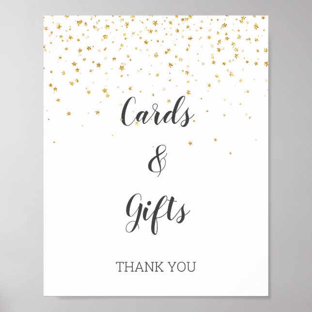 Gold Confetti Baby Shower Cards & Gifts Sign (Front)