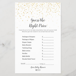 Gold Confetti Baby Shower GuessThe Right Price Flyer