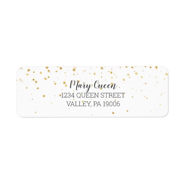 Gold Confetti Baby Shower Return Address Labels (Front)