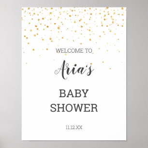 Gold Confetti Baby Shower Welcome Sign