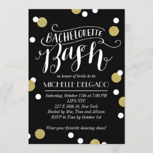 Gold Confetti Bash   Bachelorette Party Invitation