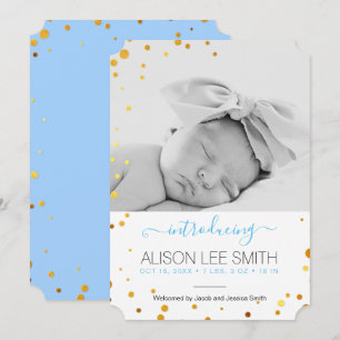 Gold Confetti Birth Announcement