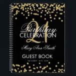 Gold Confetti Black 21st Birthday Guestbook Notebook<br><div class="desc">An elegant 21st Birthday Party Guest Book template with Gold Glitter Confetti on Black design and easy to customise text.</div>