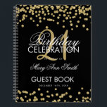 Gold Confetti Black 21st Birthday Guestbook Notebook<br><div class="desc">An elegant 21st Birthday Party Guest Book template with Gold Glitter Confetti on Black design and easy to customise text.</div>