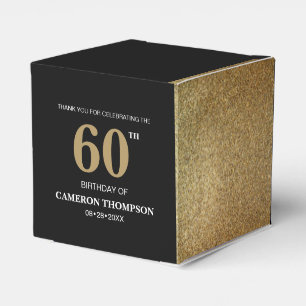 Gold Confetti Black 60th birthday Favour Box