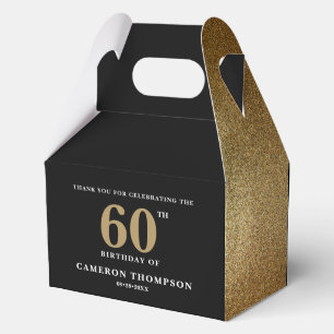 Gold Confetti Black 60th birthday Personalized Favour Box